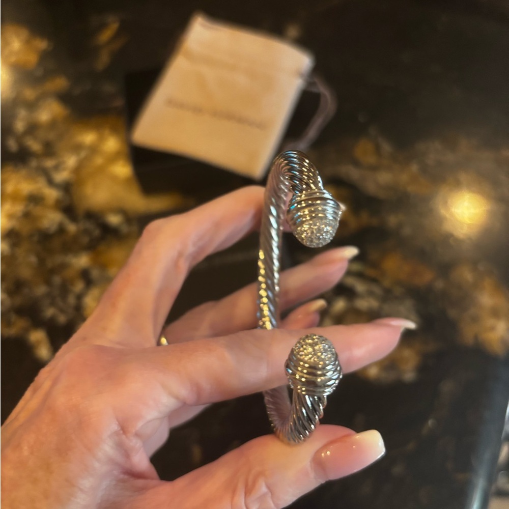 David Yurman Silver Cable Bracelet with Accents